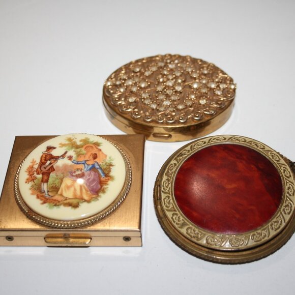 Vintage Other - Vintage Victorian pill box, K & K Powder compact with mirror and red compact